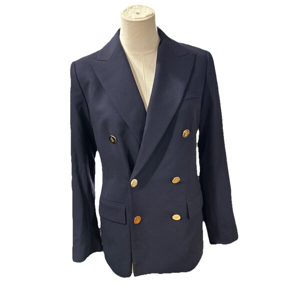 Lauren Ralph Lauren LRL Blazer 2 Navy Women’s Double Breasted Wool - Picture 1 of 13
